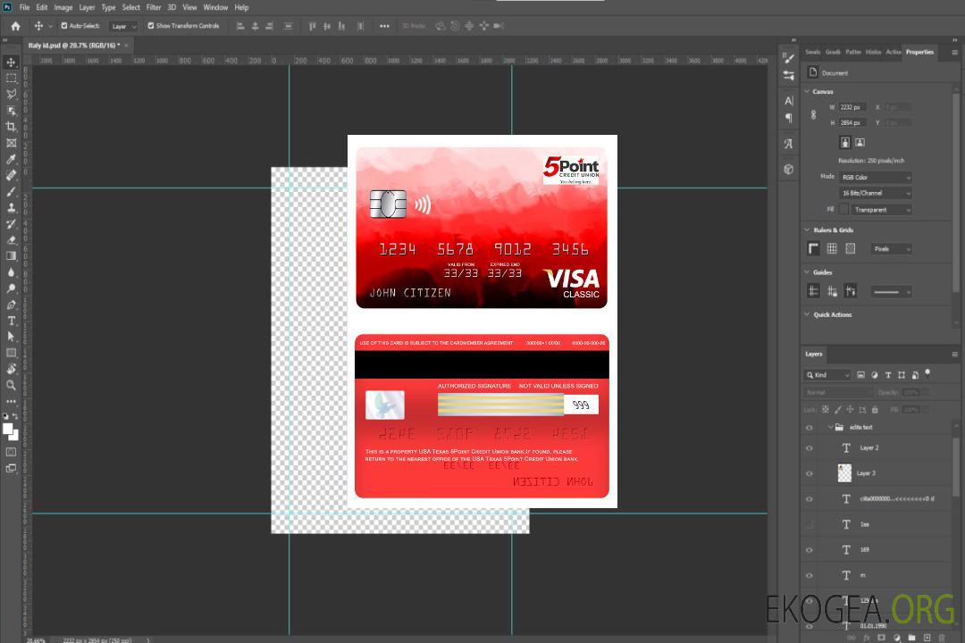 Carte classique visa bancaire USA Texas 5Point Credit Union template Carte classique visa bancaire USA Texas 5Point Credit Union template